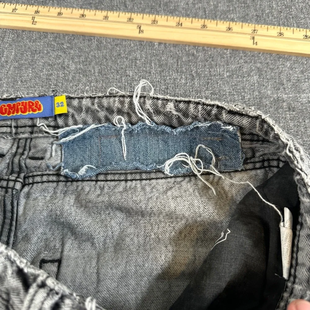 Empyre Loose Fit Skate Jeans Grey Washed Baggy Wide Leg Denim Mens 32 Y2K Style - Picture 9 of 11
